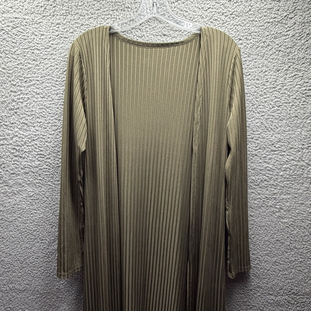 Cardigan Womens Size M Olive Green Long Ribbed Lightweight Open Cardigan Size M